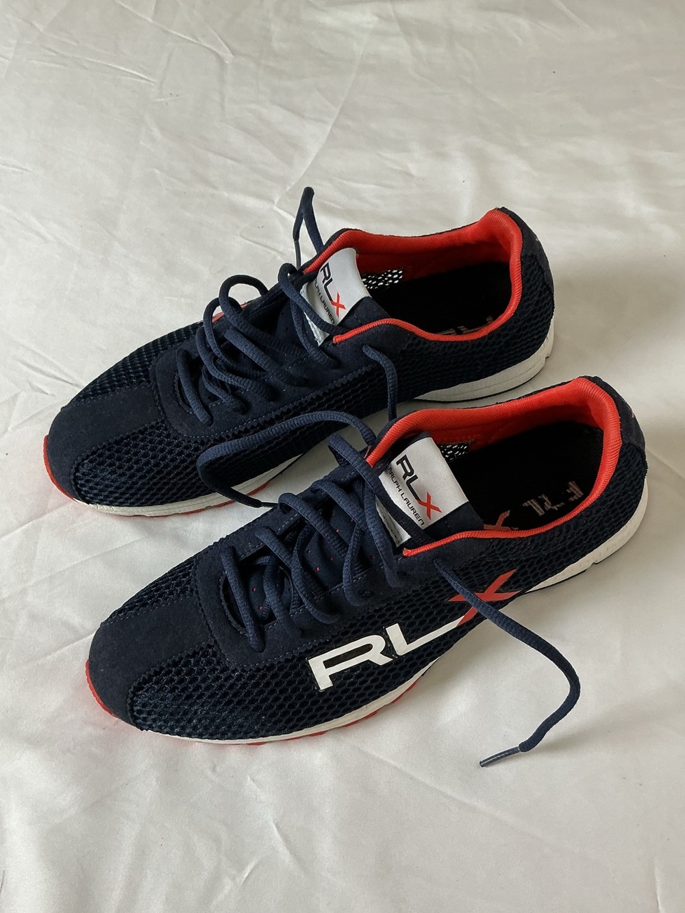 RLX Ralph Lauren Navy Blue Red Mesh Athletic Sneakers